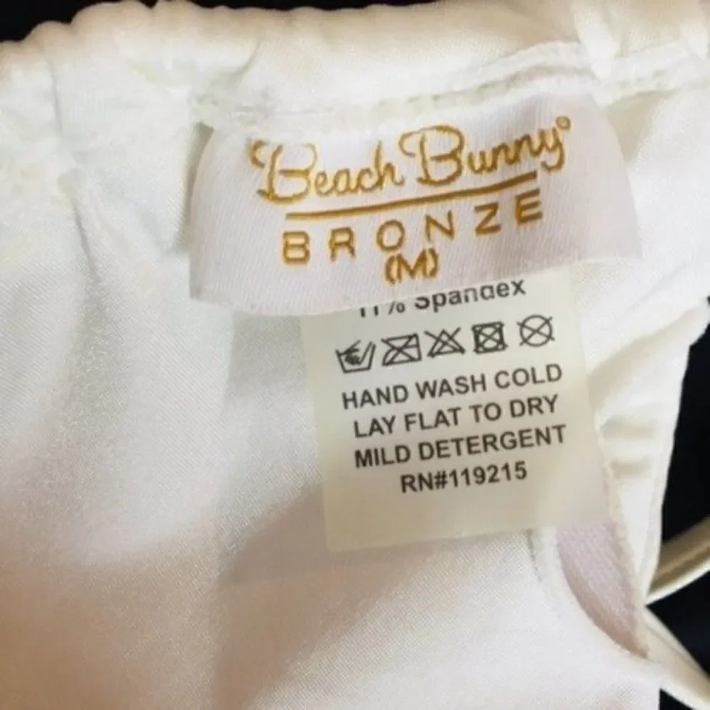 Beach bunny bronze white Belize Beauty triangle bikini top M BoxC